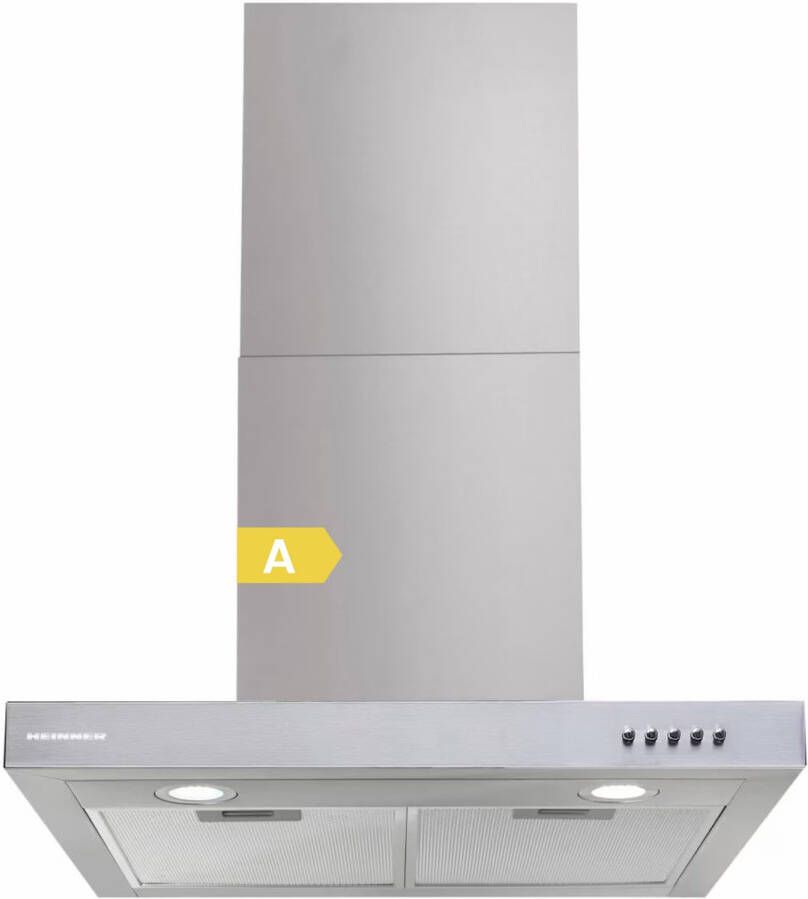 Heinner HDCH-360TSS Wandschouw Afzuigkap 60 cm – 3 Standen – 276.4 m³ u – 2x 1 5 W LED-Verlichting – 1x 65 W Motor – 2 Aluminium Vetfilters – 5 Jaar Garantie – Zilver