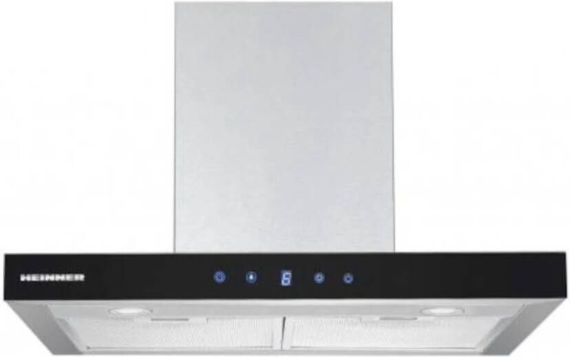 Heinner DCH-650TIX Wandschouw Afzuigkap met Touchbediening 60cm 595.8 m³ u 3 Standen LED-verlichting Timer RVS Zwart Glas - Foto 4