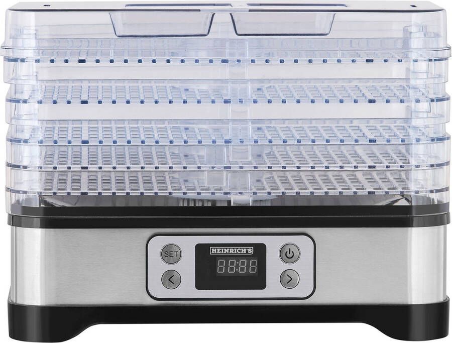 Heinrich's Heinrich s HDR 8502 voedseldroger – 250W 5 laags – 35°C tot 70°C – LCD display – Timer
