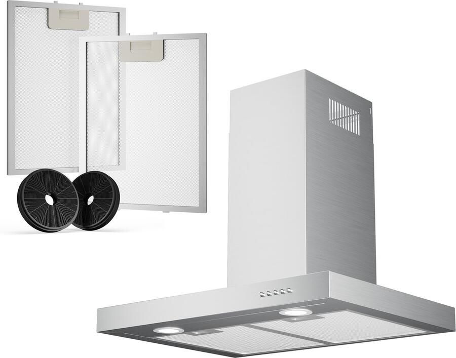 Heinrich's Heinrich s HDU 7629 60cm Afzuigkap RVS inclusief set koolstoffilters – 330m3 energieklasse A++