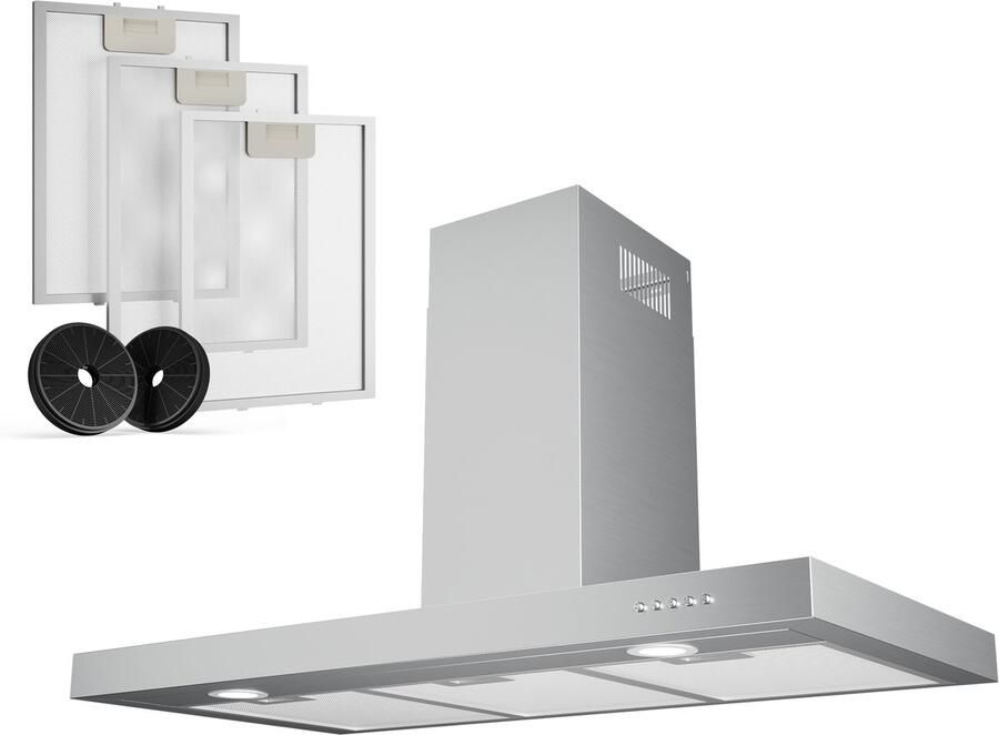 Heinrich's Heinrich s HDU 7630 90cm Afzuigkap RVS inclusief set koolstoffilters – 330m3 energieklasse A++