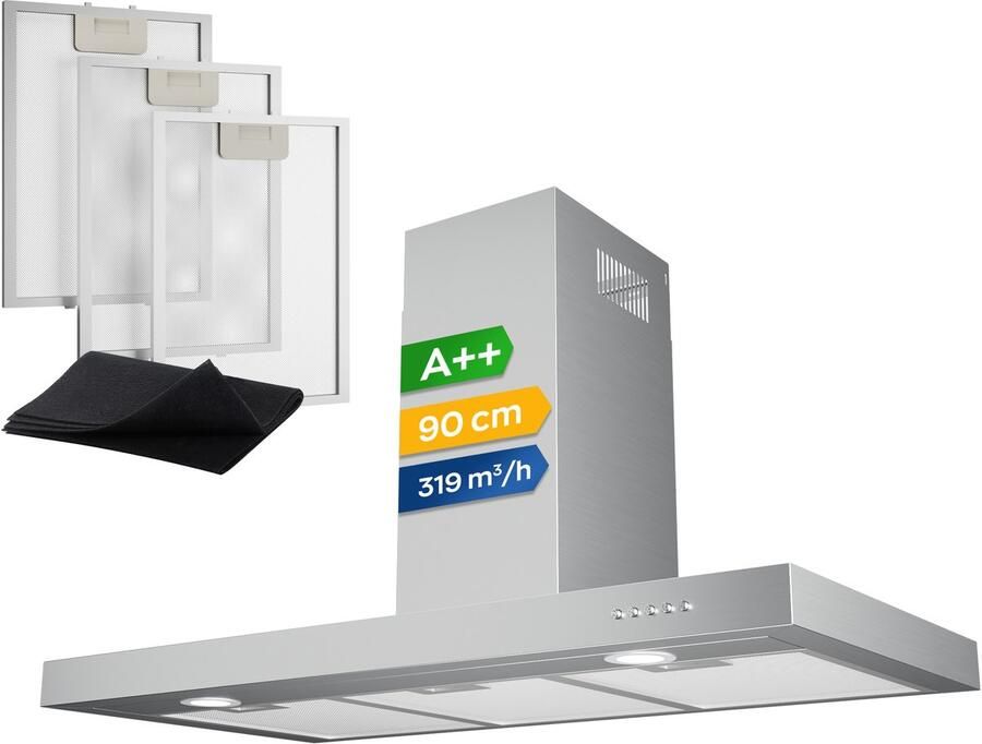 Heinrich's Heinrich s HDU 7630 IX 90cm Afzuigkap RVS inclusief set koolstoffilters – 330m3 energieklasse A++