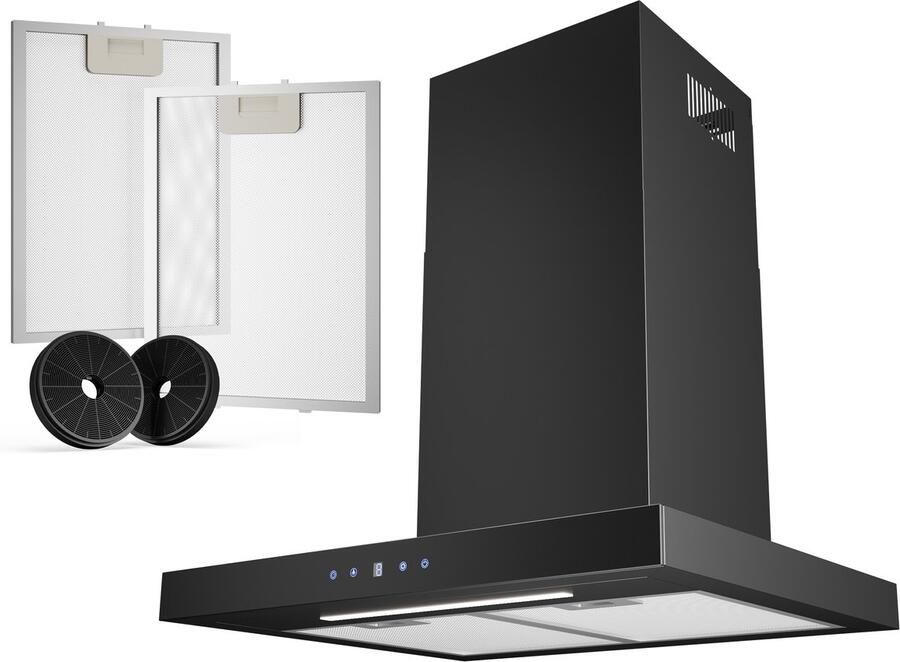 Heinrich's Heinrich s HDU 7631 SW 60cm Afzuigkap zwart inclusief set koolstoffilters – 610m3 energieklasse A++