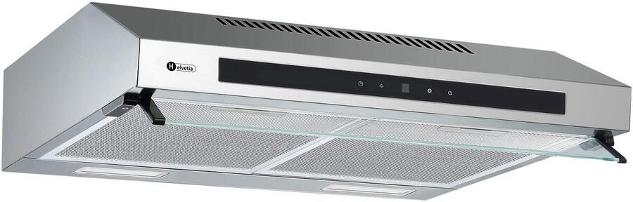 Helvetia Afzuigkap 2 motoren HHCT60C39N1 RVS -385 m³ u meegeleverde koolstoffilter 2 LED lampen 13 cm Hoog