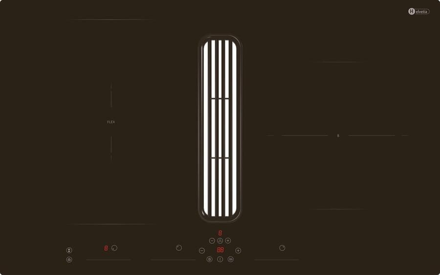 Helvetia HTHR3I70B3V5 Inbouw Inductiekookplaat met Afzuiging 83 cm – 3 Zones met Booster – Geïntegreerde Afzuigkap 550 m³ u – Bridge Zone
