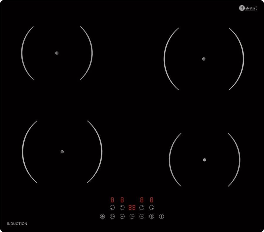 Helvetia HTR4I72B4V1 Inbouw Inductie kookplaat 4 Boosters 4 Timers