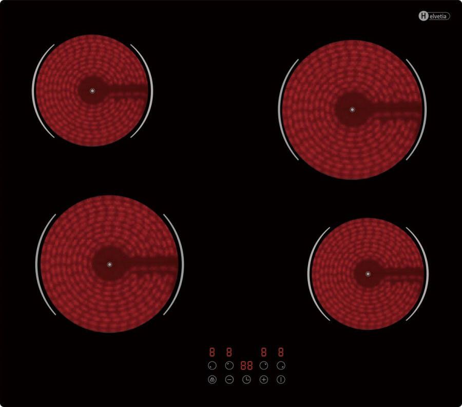 Helvetia HTR4V60V1 Inbouw Vitro-Keramische kookplaat HTR4V60V1 met aangesloten 2 Fase Perilexkabel
