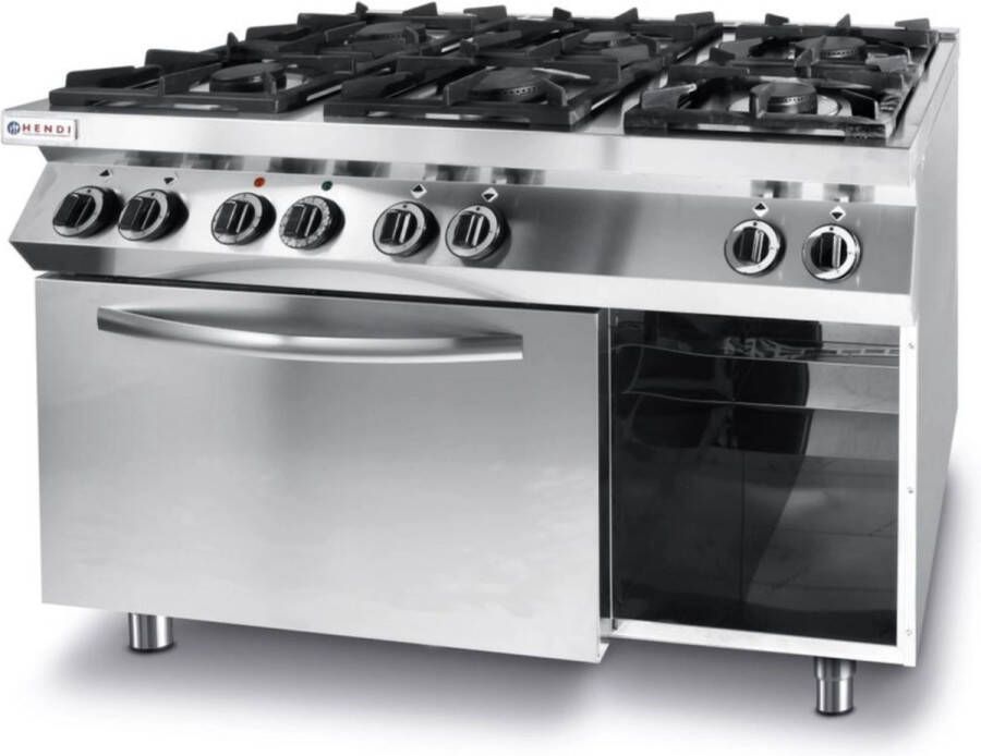 Hendi Gasfornuis Kitchen Line 6 Pits Met Elektrische Heteluchtoven GN1 1 225899 Horeca & Professioneel
