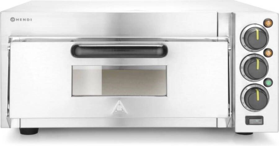 HENDI Compacte pizzaoven – vuurstenen vloer – 350°C – timer 120 min – zilver – 230V 2000W