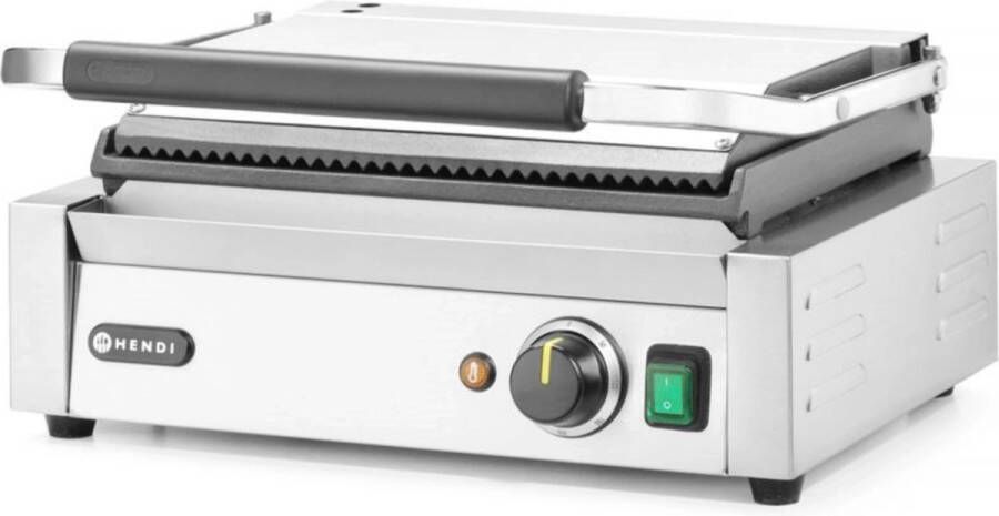 HENDI Contactgrill – Panini – Boven geribd onder glad – 230V 2200W – 340x230 mm