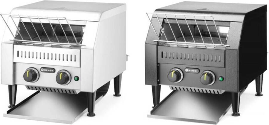 HENDI Dubbele doorloop broodrooster – Rood – 230V 2240W – Instelbare doorlooptijd – Met opvangbak – 418x368x415 mm