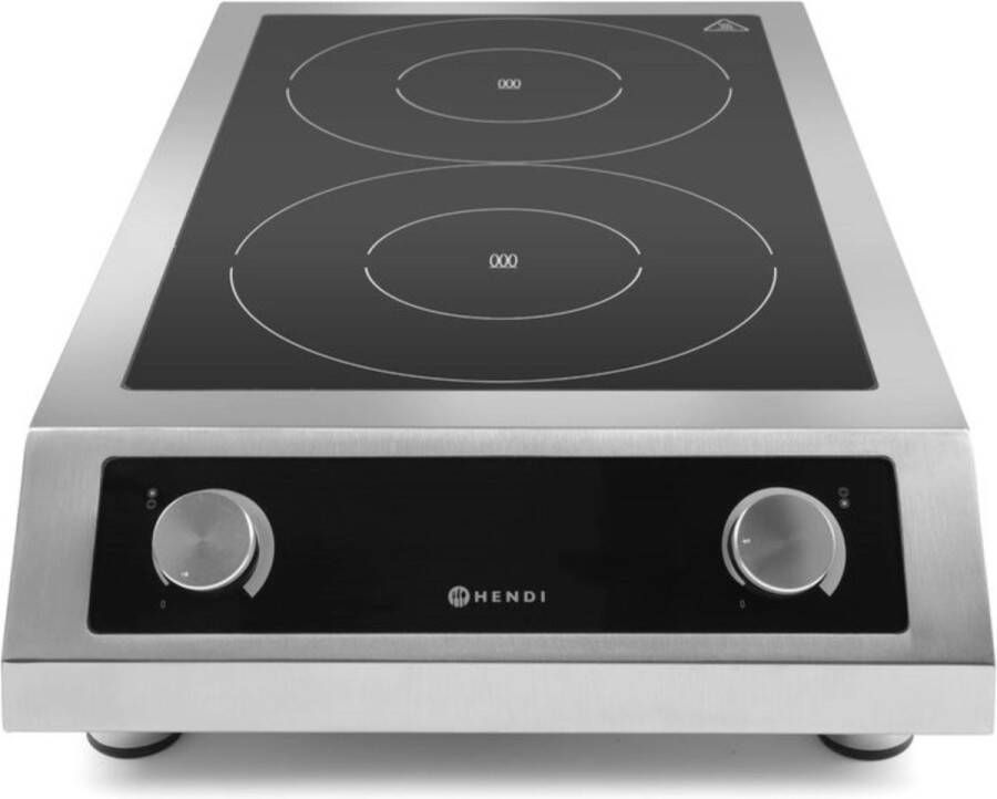 HENDI Inductiekookplaat – Profi Line – 2 kookzones – 7000W – roestvrij staal – 405x700x145 mm