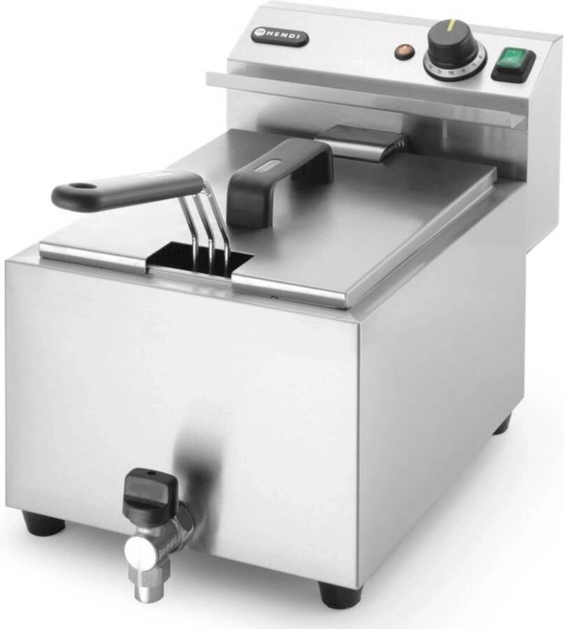 HENDI Profi Line friteuse – 8 liter – met aftapkraan – lichtgrijs – 230V 3500W