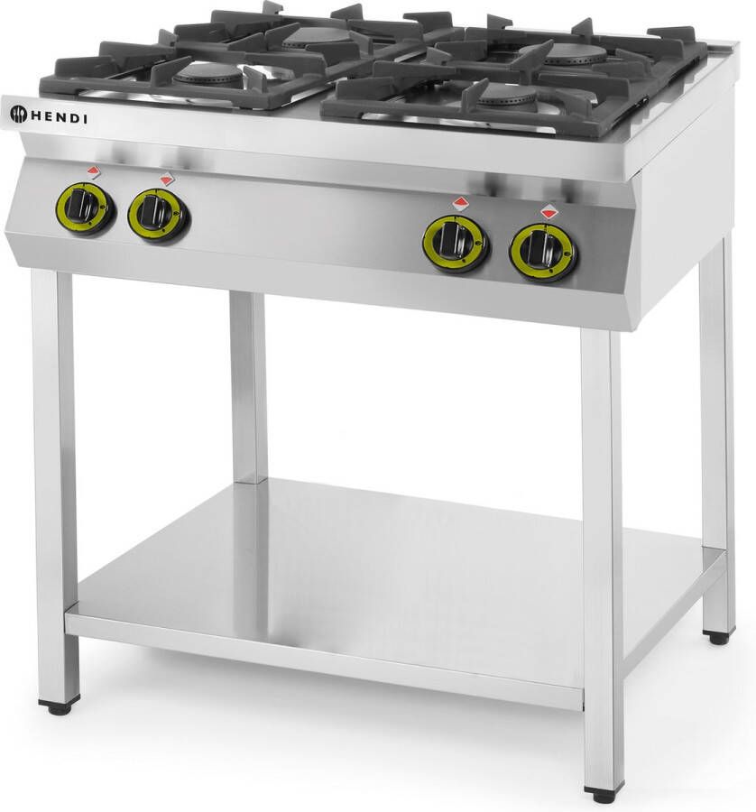 Hendi Gasfornuis Kitchen Line 4-pits open standaard- Kitchen Line- 19kW- 800x700x(H)900mm Horeca Fornuis