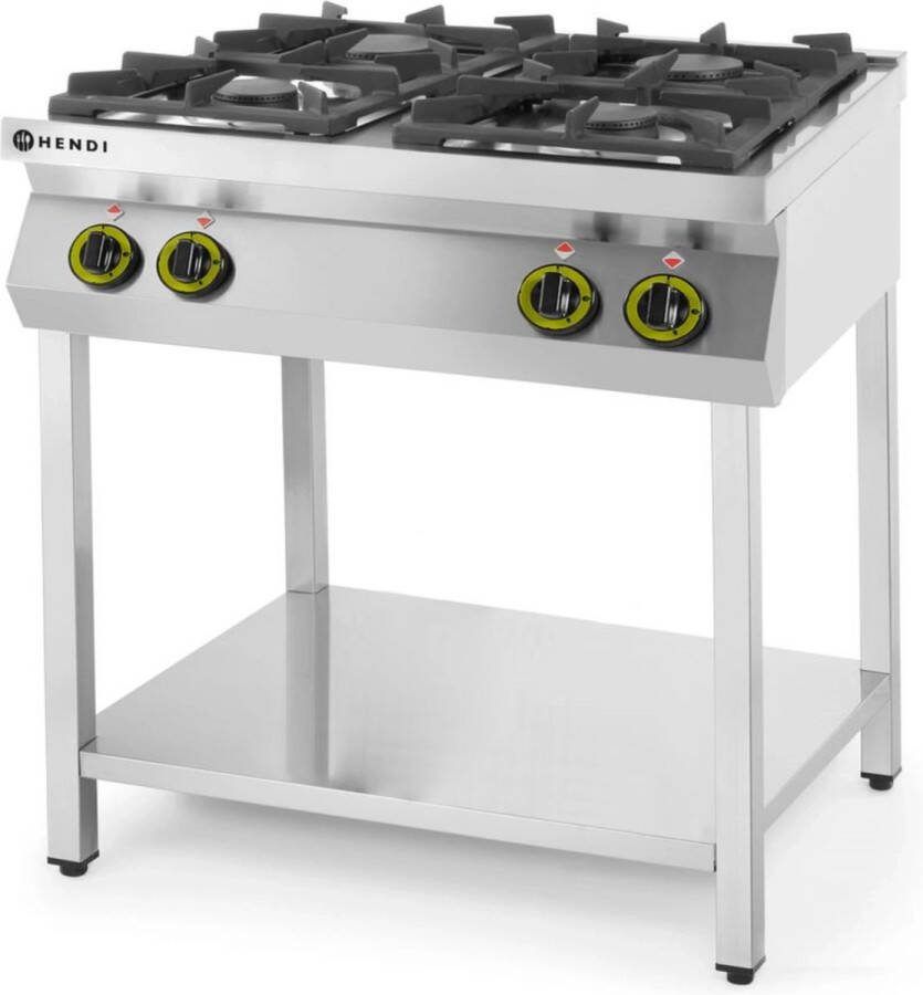 Hendi Gasfornuis Kitchen Line 4-pits open standaard- Kitchen Line- 19kW- 800x700x(H)900mm Horeca Fornuis