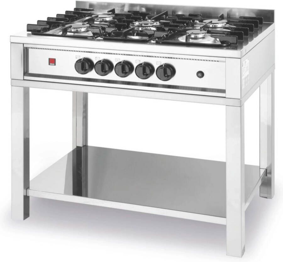 HENDI Gasfornuis – 5 pits – open frame – roestvast staal – 14 3 kW – 900x640x910 mm