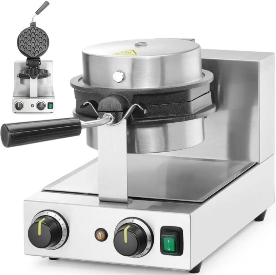 Hendi Wafelmaker Bubble Wafels 220-240V 1500W 255x560x(H)318mm 212196 Horeca & Professioneel