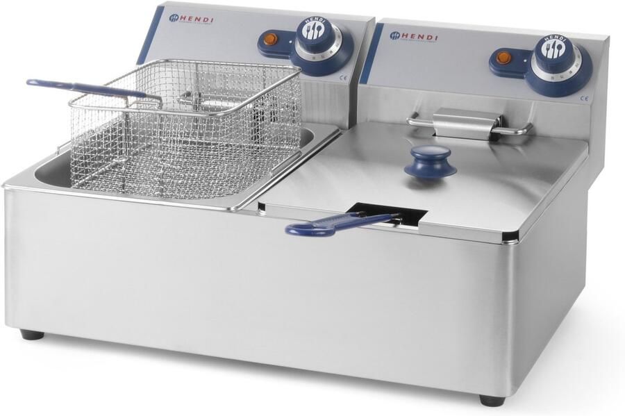 HENDI Dubbele friteuse – 2x6x L – roestvrij staal – koude zone – 230V 6600W