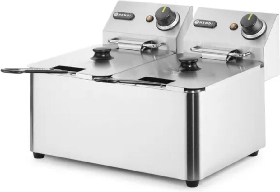HENDI Dubbele friteuse – roestvrij staal – 2x4x L – 6000W – uitneembare elementen