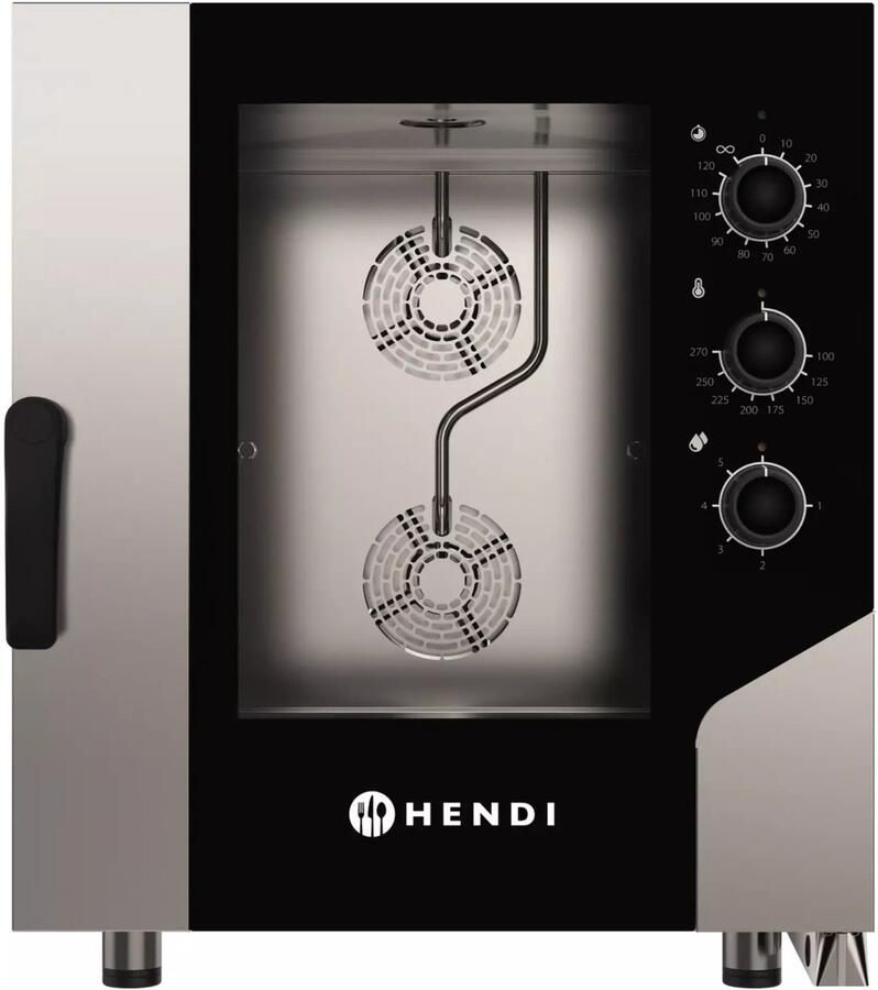 HENDI Hetelucht stoomoven – 7x GN1 1 – Roestvrij staal – Stoomfunctie 5 niveaus – 400V 10400W