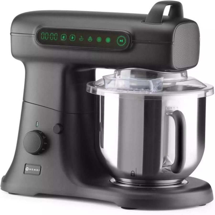 HENDI Planeermenger Blackbolt PRO Zwart 7L Incl. RVS Garde Spatel en Kneedhaak Keukenmachine 11 Snelheden 800W