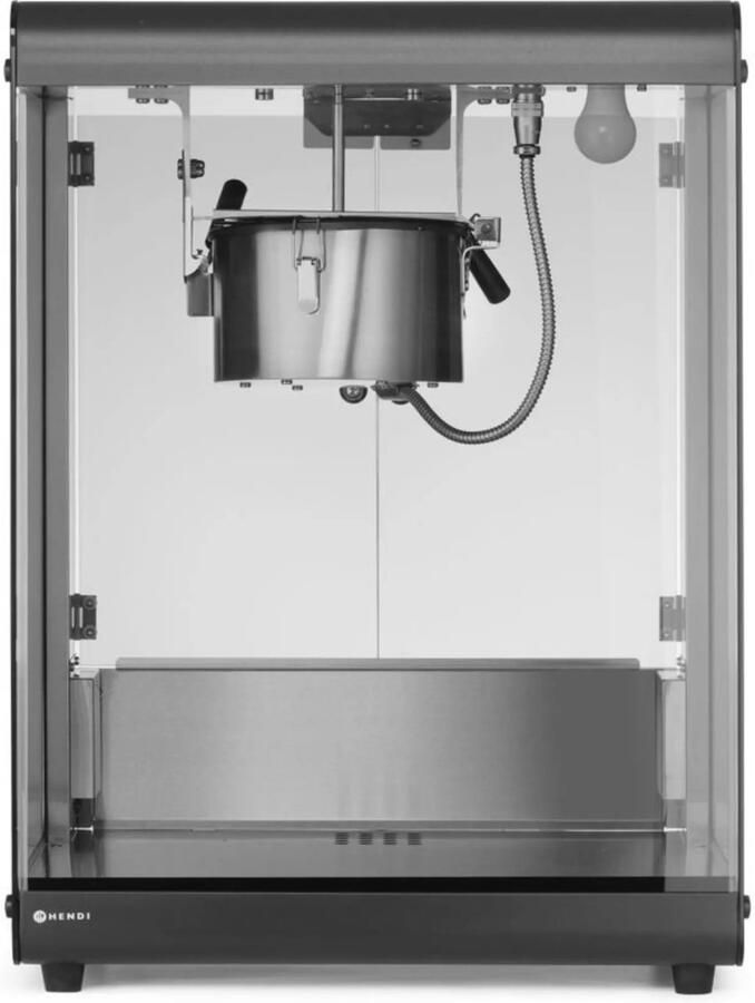HENDI popcornmachine koolstofstaal en veiligheidsglas met roermechanisme en verwarmde bodem 56x44 5x77 5 cm zwart 80 liter voor horeca en evenementen