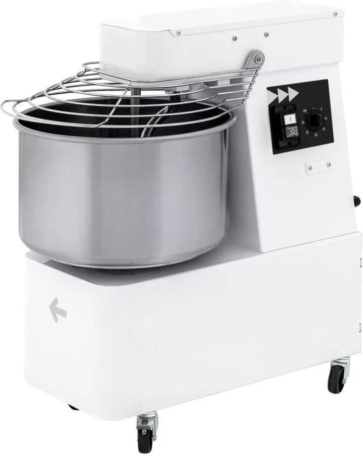 HENDI spiraalmixer met vaste kom 22 liter rvs kom en gelakte stalen behuizing 38 5x67x72 5 cm wit 2 snelheden timer voor deeg in bakkerij en pizzeria