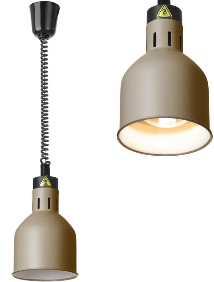 HENDI Verstelbare warmtelamp cilindrisch aluminium variabel snoer 70-150 cm beige