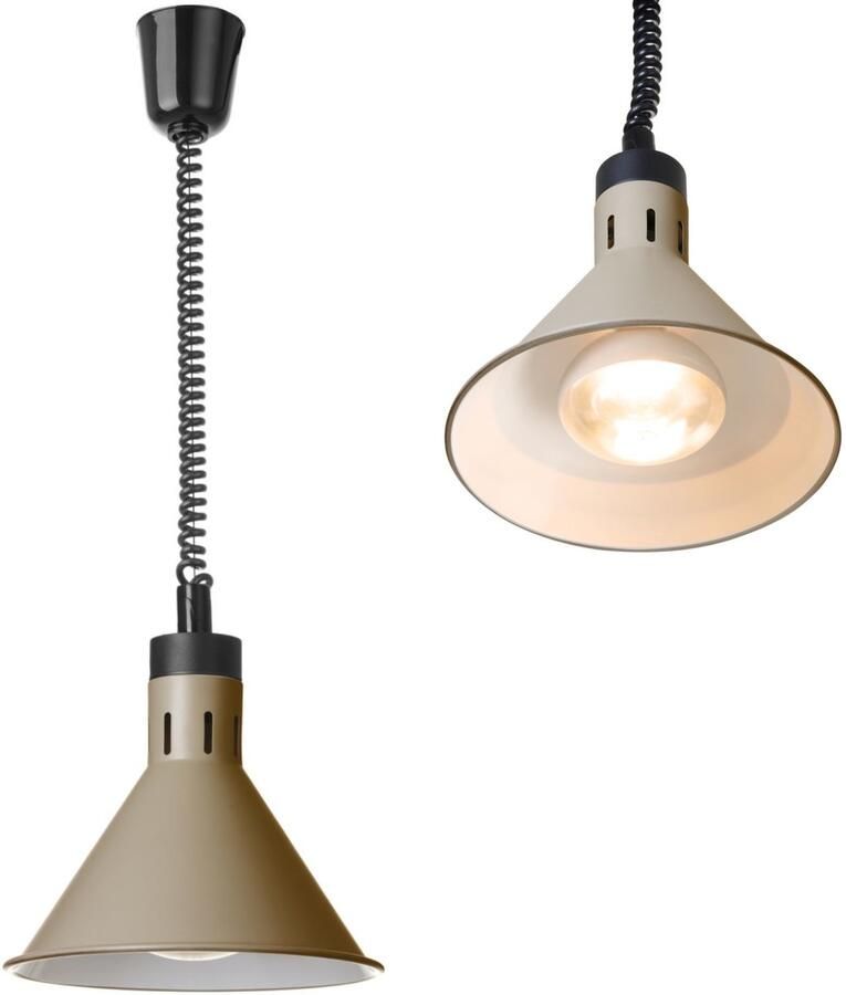 HENDI Verstelbare warmtelamp conisch aluminium variabele snoerlengte beige