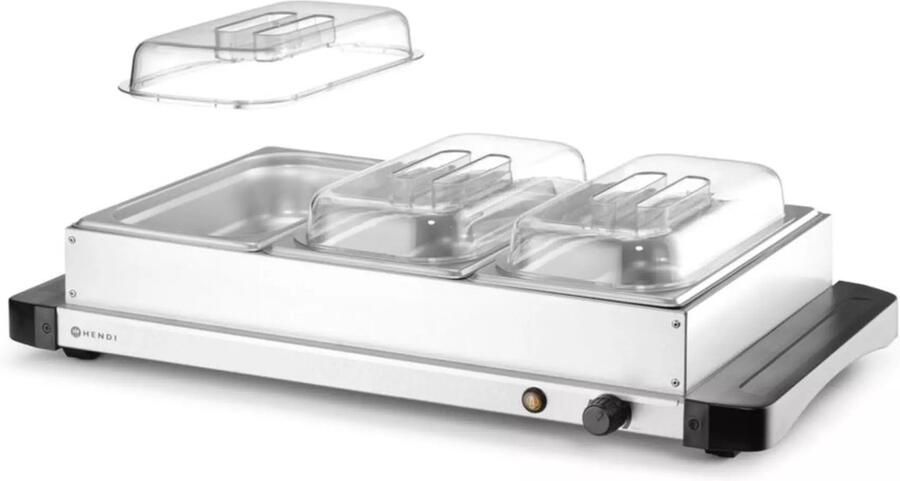 HENDI Voedselverwarmer roestvrij staal 3 GN-bakken 40-75°C 657x381x161mm