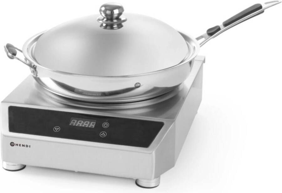 HENDI Inductiewok – Profi Line – RVS Behuizing – Digitaal – Inclusief Pan – 3500W