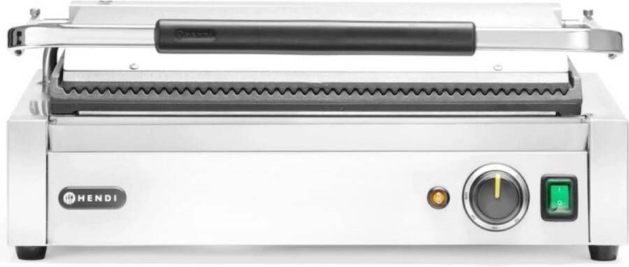 HENDI Panini contactgrill XL – gietijzeren grillplaten – instelbare temperatuur – 548x464 mm