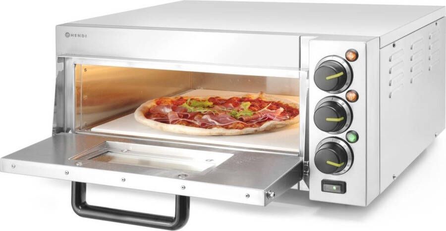 HENDI Compacte pizzaoven – vuurstenen vloer – 350°C – timer 120 min – zilver – 230V 2000W - Foto 2