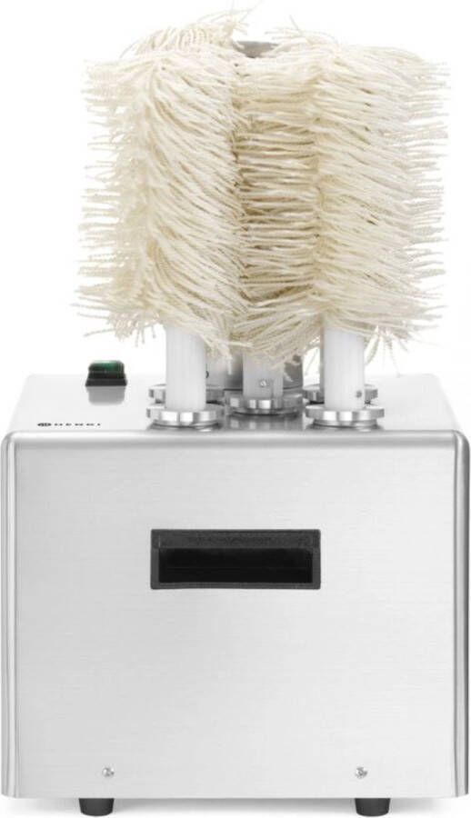 HENDI Poleermachine voor glazen – roestvast staal – microvezelborstels – 330 glazen per uur – 5 borstels