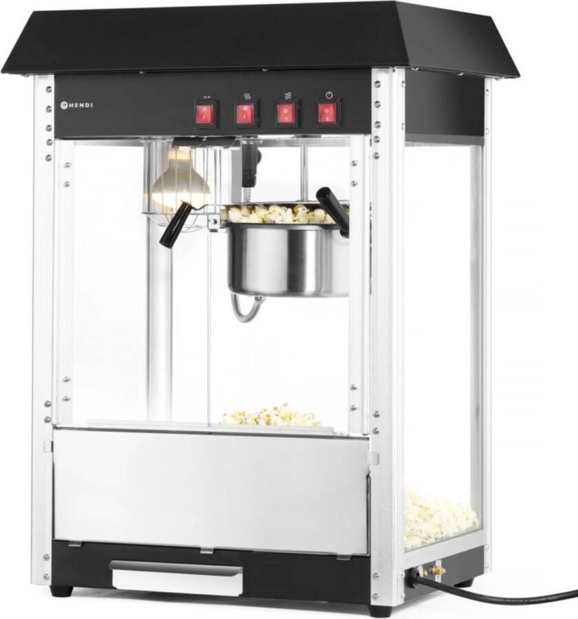 HENDI Popcornmachine gehard glas aluminiumlegering 1500W rood