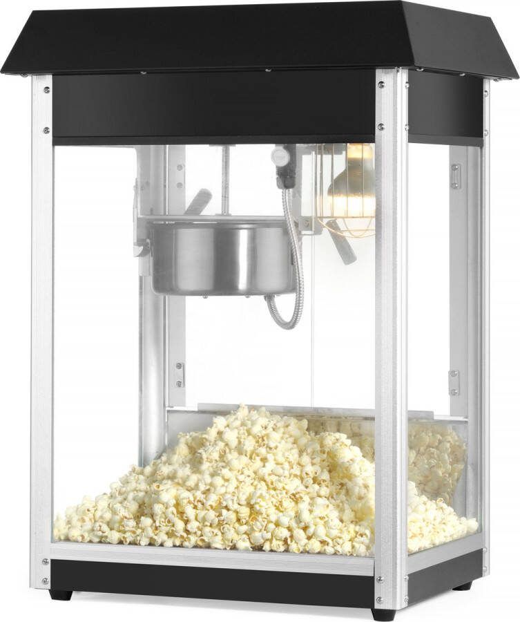 HENDI Popcornmachine – zwart – gehard glas – 150 g per cyclus – verlichte binnenkant – kruimellade