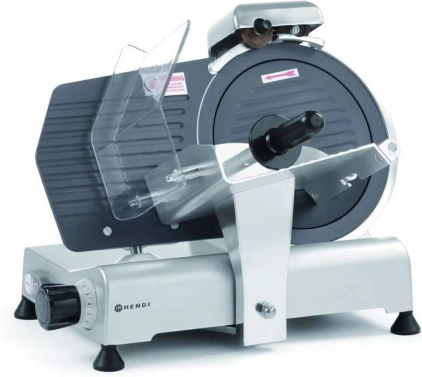 HENDI Snijmachine aluminium en rvs antiaanbaklaag en slijper mes 25 cm dikte 1-8 mm 49 4 x 40 2 x 39 8 cm grijs voor kaas en vlees