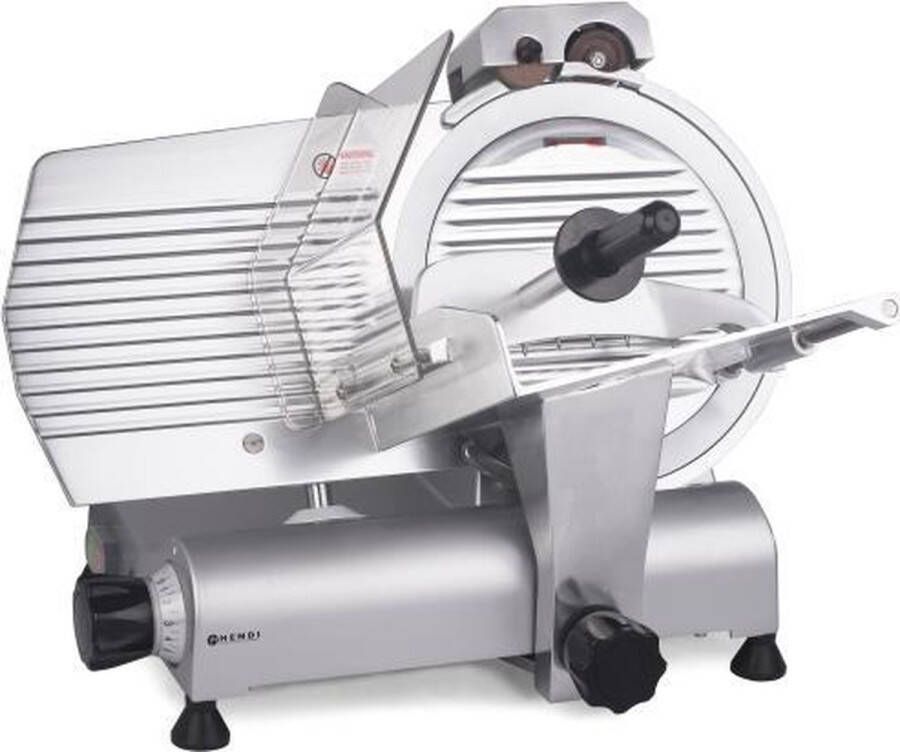 HENDI Vleeswaren- en kaassnijmachine geanodiseerd aluminium en roestvast staal ingebouwde slijper snijdikte 0-13 mm mes 30 cm zilvergrijs horeca - Foto 2