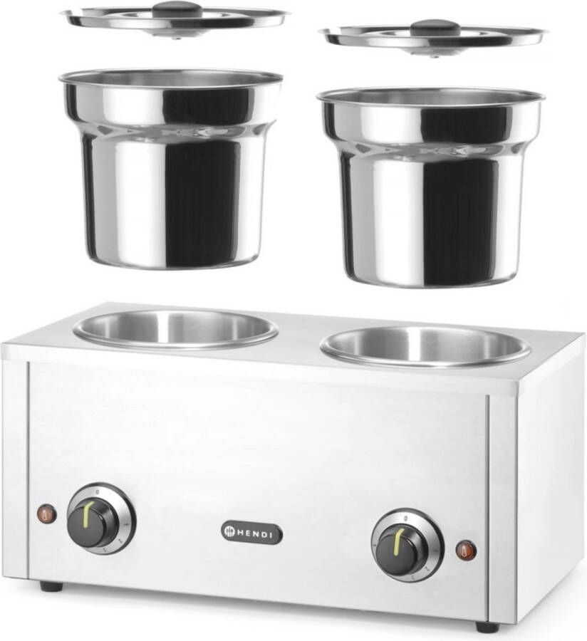 Hendi Thermosystem 2 x 8 Liter Au Bain-Marie Pan Professional Elektrische Buffetwarmer RVS 230V 400V 50 5x26 5x(H)24 5cm