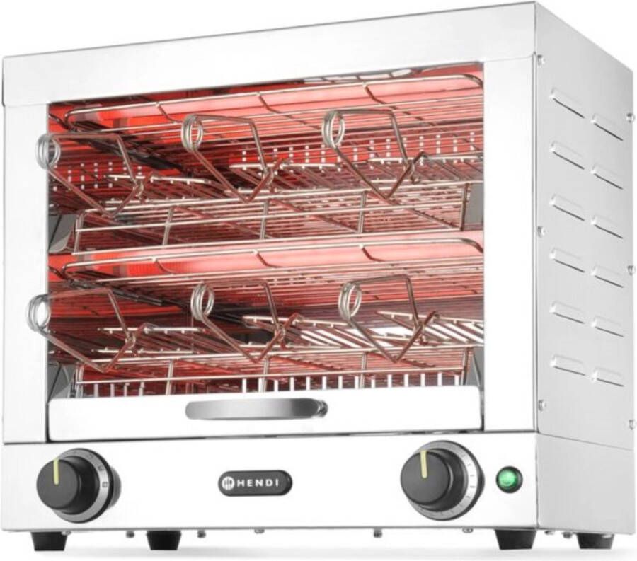 HENDI Tosti-apparaat 2 lagen 6 tostiklemmen snelle verwarming mechanische timer roestvast staal