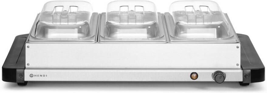 HENDI Voedselverwarmer roestvrij staal 3 GN-bakken 40-75°C 657x381x161mm