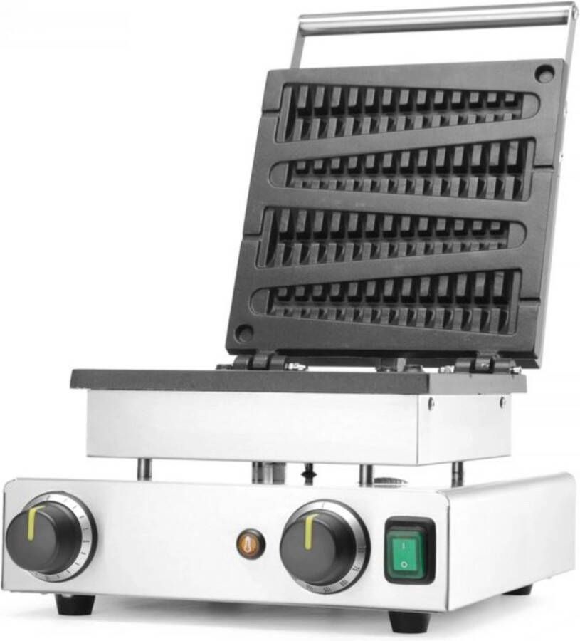 HENDI Wafelijzer voor lolly-wafels – antiaanbaklaag – roestvrij staal – traploos instelbaar – 4 wafels tegelijk