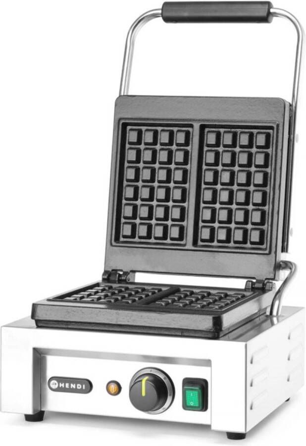 HENDI Wafelmaker – Luikse stijl – Geëmailleerd gietijzer – Thermostaat – Geïsoleerde handgreep – Inclusief wafelvork