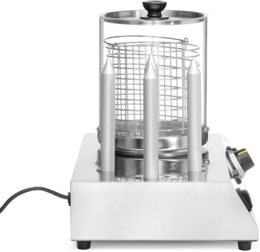 HENDI Worsten- en broodjesverwarmer roestvast staal en glas glazen cilinder 4 verwarmingsstaven 50x31x39 5 cm zilver en transparant voor worstjes tot 24 cm - Foto 2