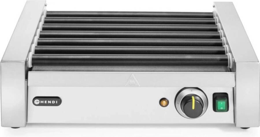 HENDI Worstenroller grill – één zone – 9 rollers – snelle verhitting – 42 cm breed – roestvast staal