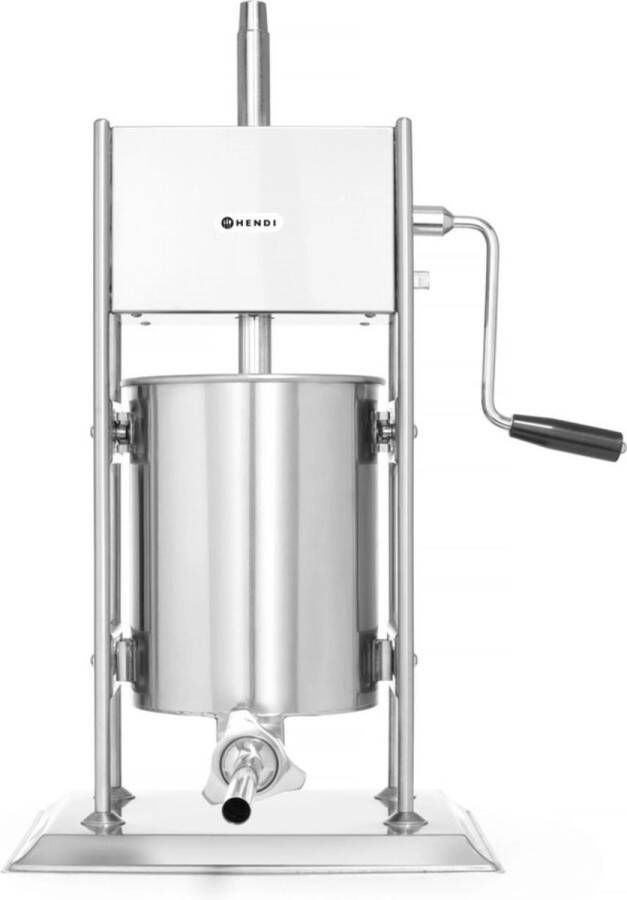 HENDI Worstenvulmachine Profi Line – 10L – Roestvrij staal – 2 snelheden – Inclusief 4 trechters