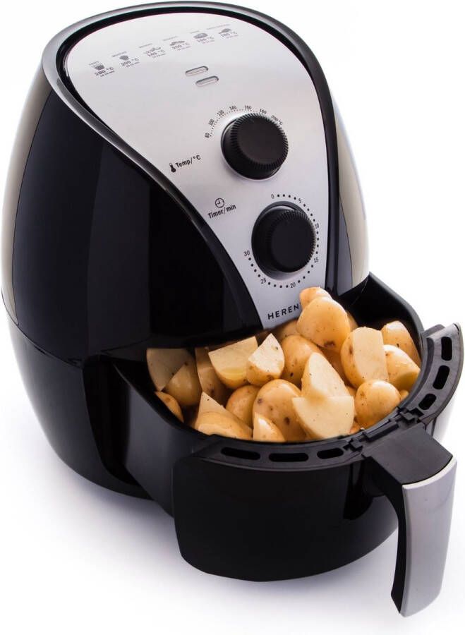 Herenthal Airfryer XL Heteluchtfriteuse Airfryers 1500W 3 5L 1000 gr. Friet Extra Knapperig Resultaat Zonder Olie Airfryer Instelbaar van 80°C 200°C Met Timer Zwart - Foto 2