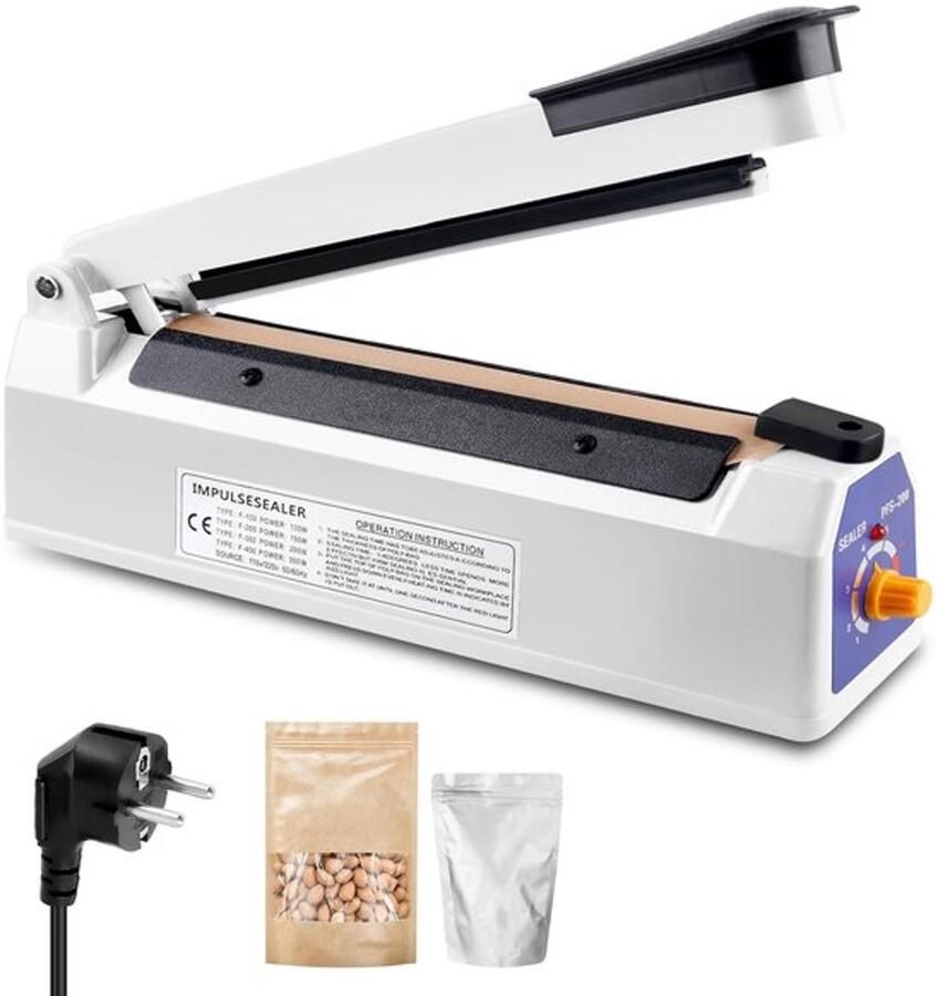 Hete Sealer Machine 200 mm Thermosealer Machine Thermische Sealer 3 mm Afdichting Breedte Plastic Zak Sealer Pulse Heat Sealer 8 Niveaus Temperatuurregeling