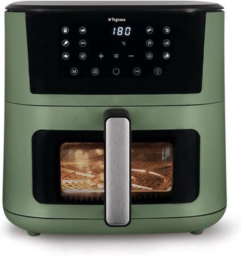 Heteluchtfriteuse 10 Liter 2200 W Vermogen Saliegroen Aluminium Kunststof Voor Friet Groenten Vlees Vis Airfryer
