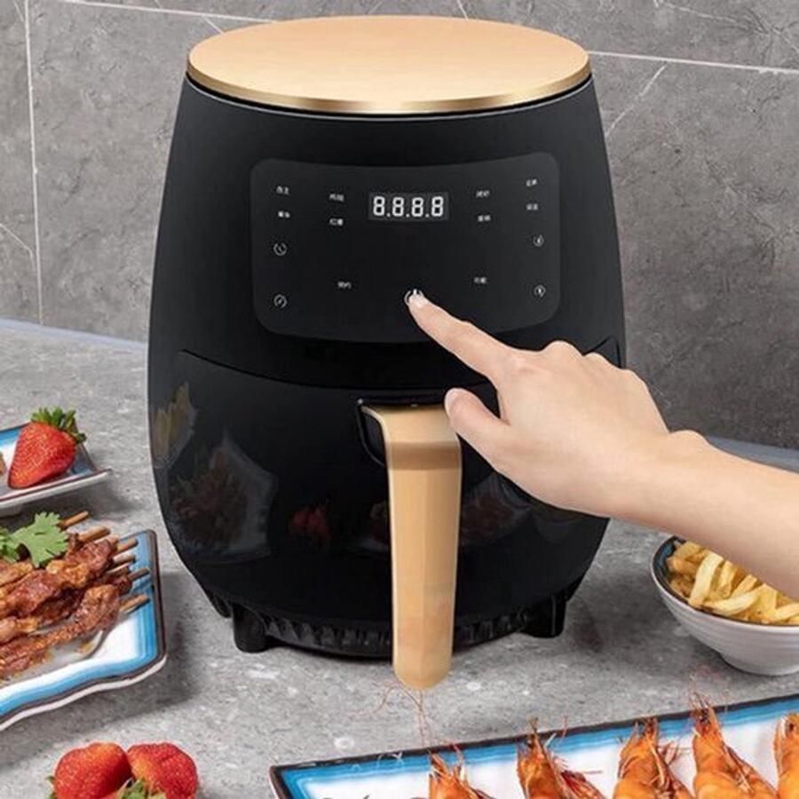 Heteluchtfriteuse Airfryer 4.5L- 1400W Intelligente Deep Air Fryer Heteluchtcirculatiekoker Smart Touch AirFryer Zwart